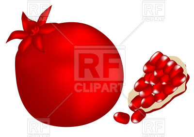 400x283 Pomegranate With Slice Royalty Free Vector Clip Art Image