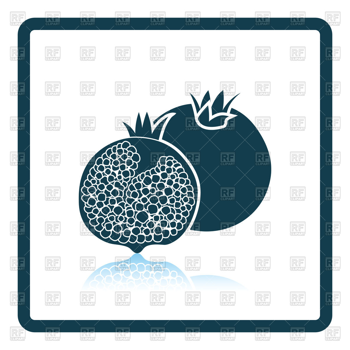 1200x1200 Shadow Reflection Design Icon Of Pomegranate Royalty Free Vector