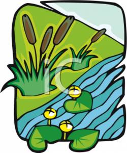 250x300 Clipart Of A Pond With Lily Pads And Cattails