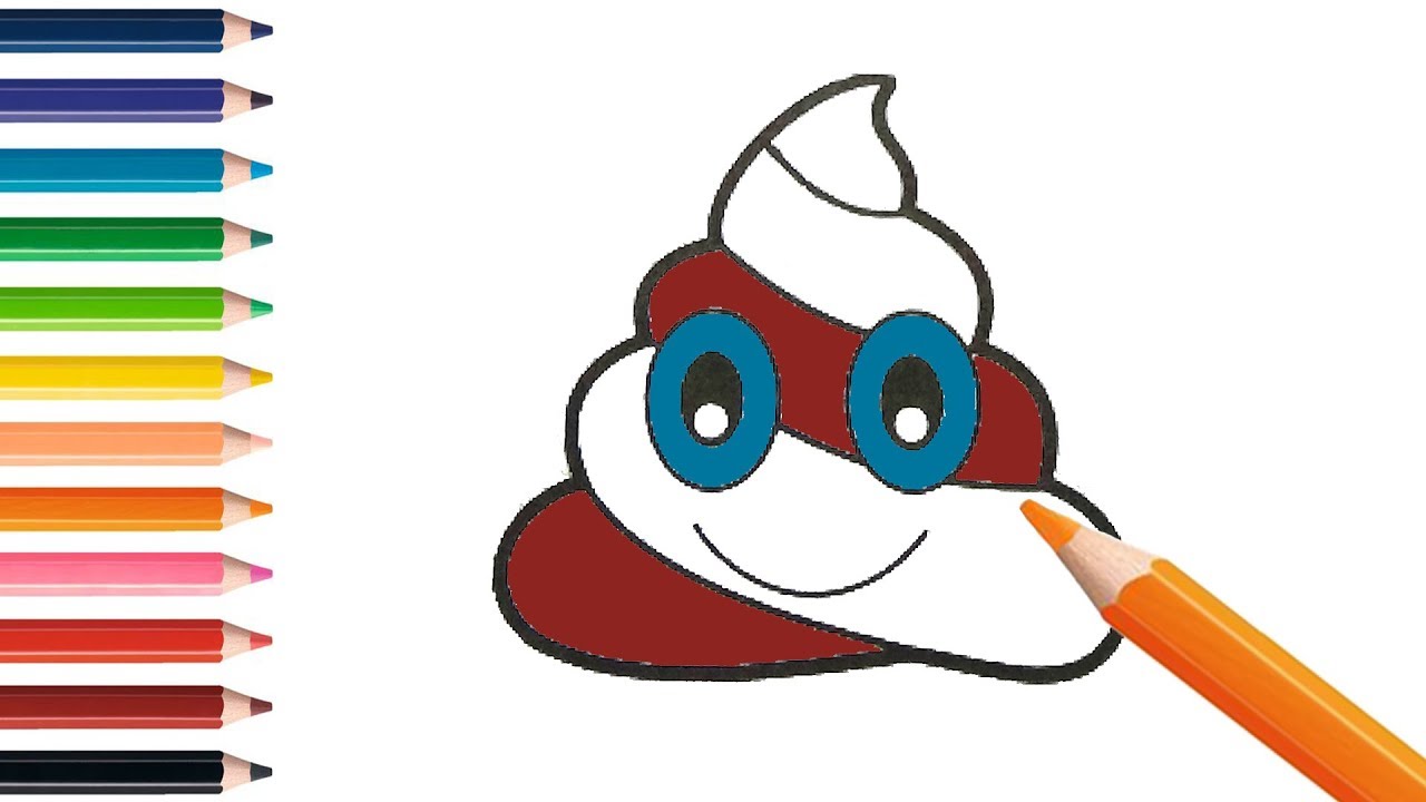 1280x720 Coloring Book Emoji Poo For Kids With Colored Markers Coloring
