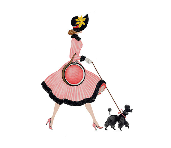 570x494 Lady In Pink Dress With Poodle