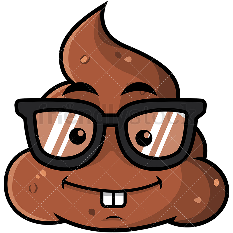 800x800 Geeky Poop Emoji Cartoon Vector Clipart