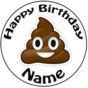 300x300 Personalised Birthday Poop Emoji Round 8 Easy Precut Icing Cake