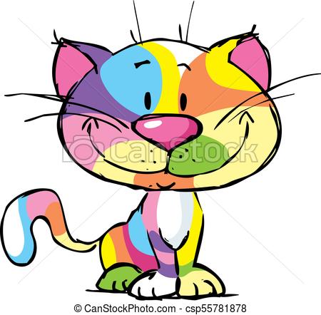 450x442 Cute Kitty Cartoon Colorful Pop Art Design