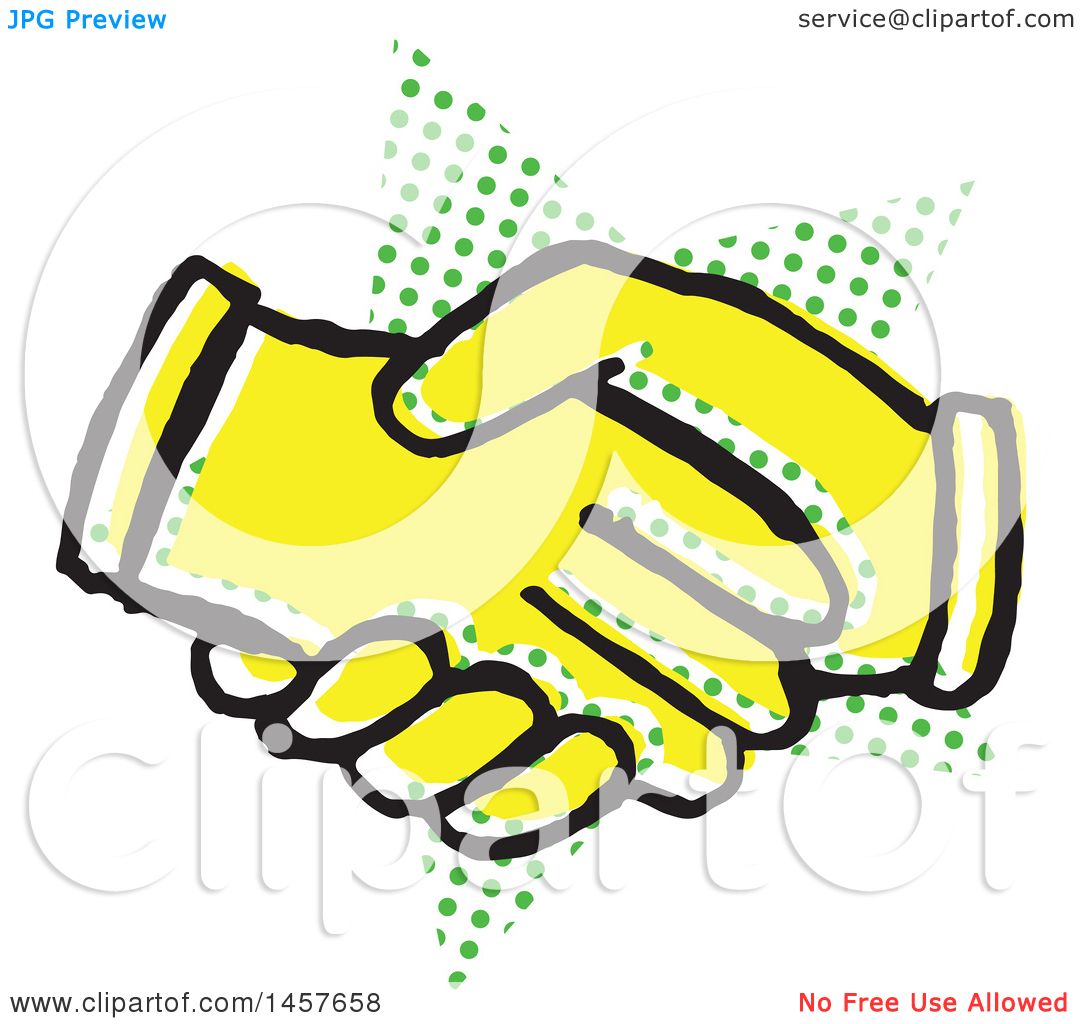 1080x1024 Clipart Of A Pop Art Styled Yellow Hand Shake Over A Halftone Star