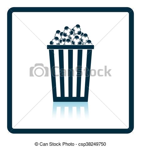 450x470 Cinema Popcorn Icon. Shadow Reflection Design. Vector Illustration.