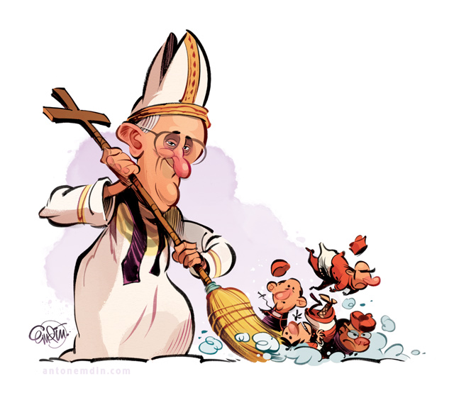 640x561 Pope Francis Vs The Vatican Illustration By Anton Emdin