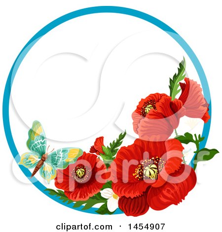 450x470 Royalty Free (Rf) Clipart Illustration Of A Poppy Field