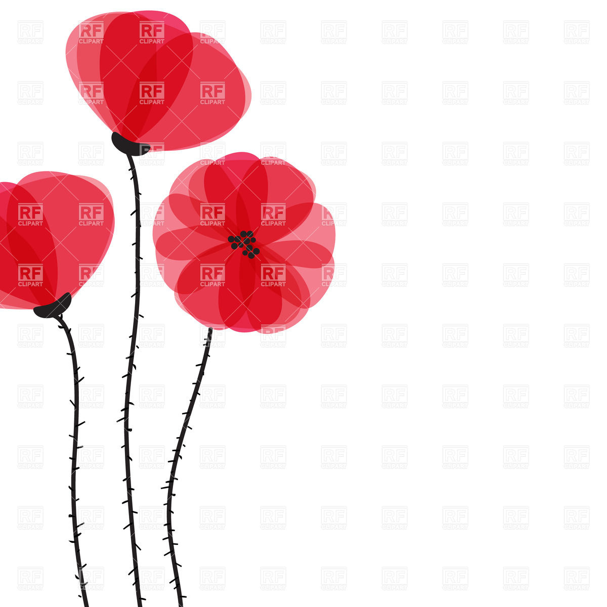 1200x1200 Three Abstract Red Poppies Royalty Free Vector Clip Art Image