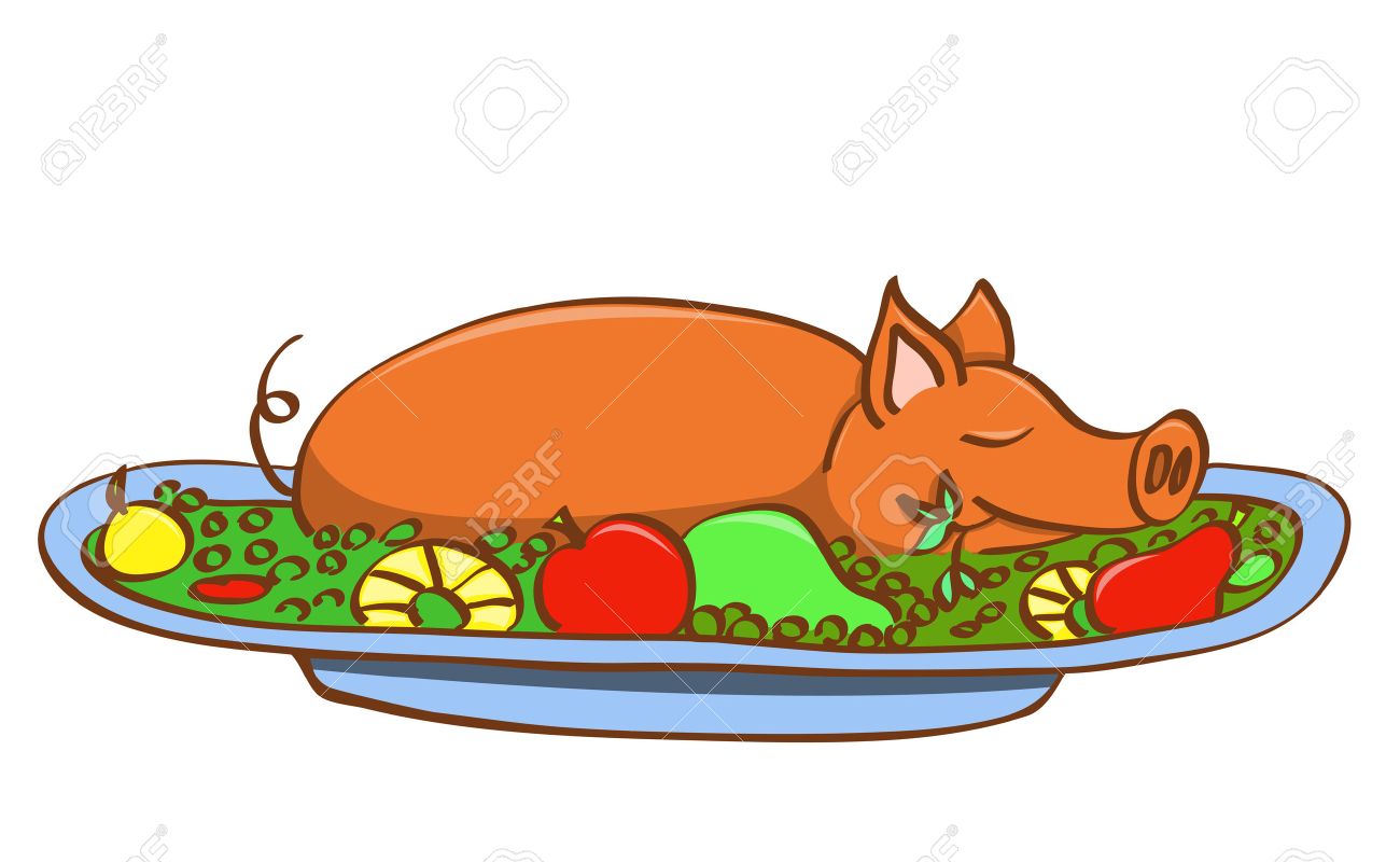 1300x800 Free Pig Roast Clip Art 6773946 Young Pork On Dish Illustration