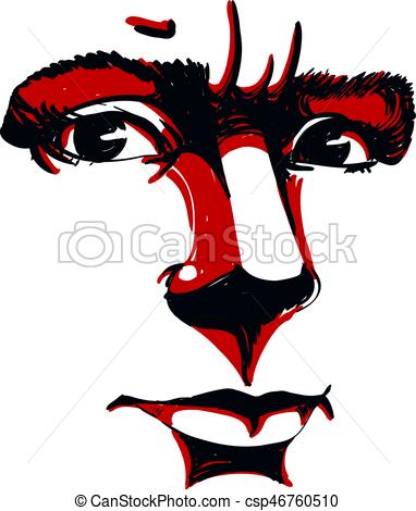382x470 Vector Portrait Of Irate Woman, Illustration Of Good Looking