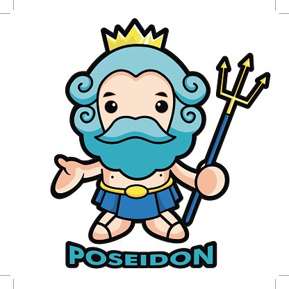 416x416 The Sea And The Water God Poseidon Neptunus Character Stock
