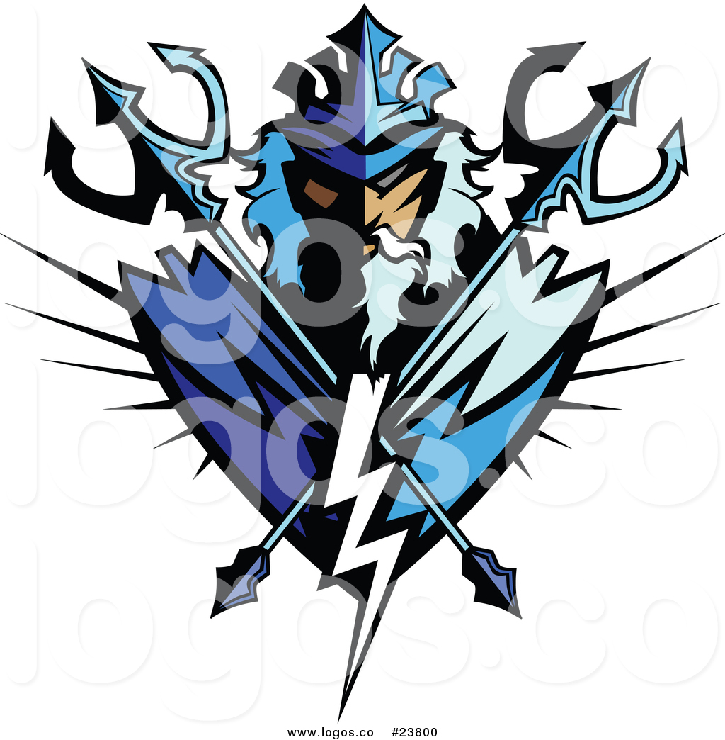 1024x1044 Vector Logo Of A Poseidon Mascot Badge With Crossed Tridents By