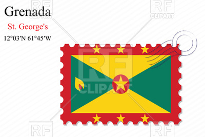 400x267 Postage Stamp With Flag Of Grenada Royalty Free Vector Clip Art
