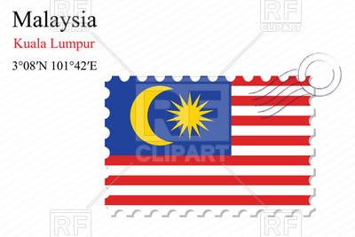 400x267 Postage Stamp With Flag Of Malaysia Royalty Free Vector Clip Art
