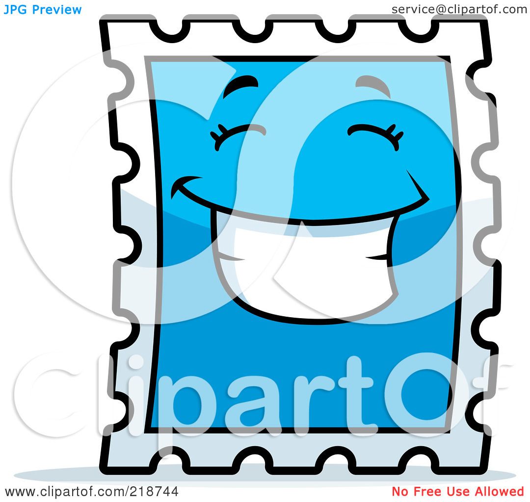1080x1024 Royalty Free (Rf) Clipart Illustration Of A Happy Blue Postage