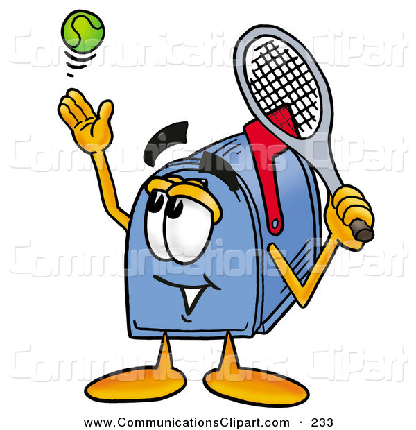 600x620 Communication Clipart Of A Sporty Blue Postal Mailbox Cartoon