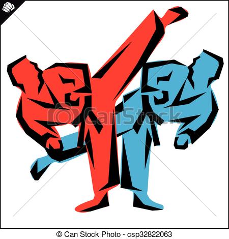 450x470 Karate Fighter High Kick Poster Clip Art Vector