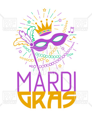 307x400 Mardi Gras Poster With Masquerade Mask Royalty Free Vector Clip