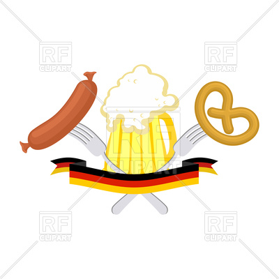 400x400 Oktoberfest Poster With Beer, Sausage And Pretzel Royalty Free