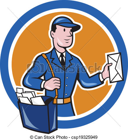 431x470 Mailman Postman Delivery Worker Circle Cartoon. Illustration