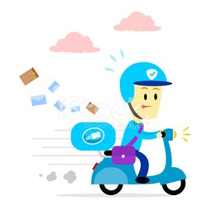 300x300 Postman Delivering Mail By Motorcycle Premium Clipart