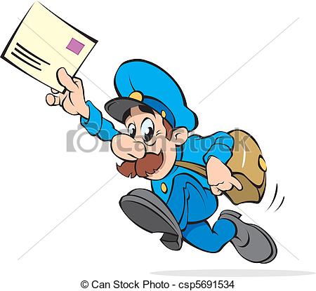 450x415 Postman With A Letter, Vector Illustration Eps Vector