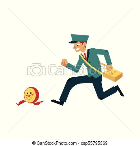 450x470 Character Of Worker With Time Design Concept. Young Postman