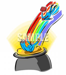 265x300 Businessmen Sliding Down A Rainbow Into A Pot Of Gold