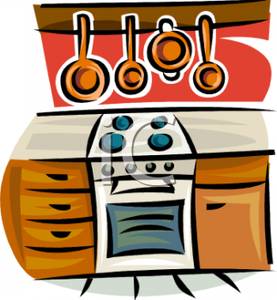 277x300 Pots And Pans Having Over An Oven Clipart Picture