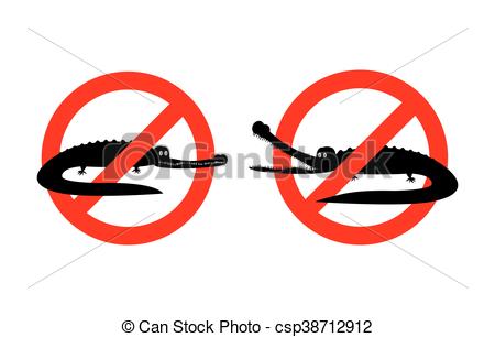 450x306 Stop Crocodile. Prohibited Alligator. Strikethrough Caiman