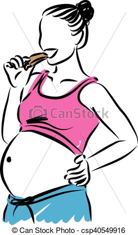 277x470 Pregnant Woman Eating A Snack Illustration Vector Clip Art