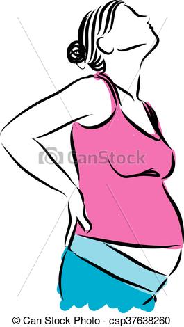 265x470 Pregnant Woman With Back Pain Illustration Clip Art Vector