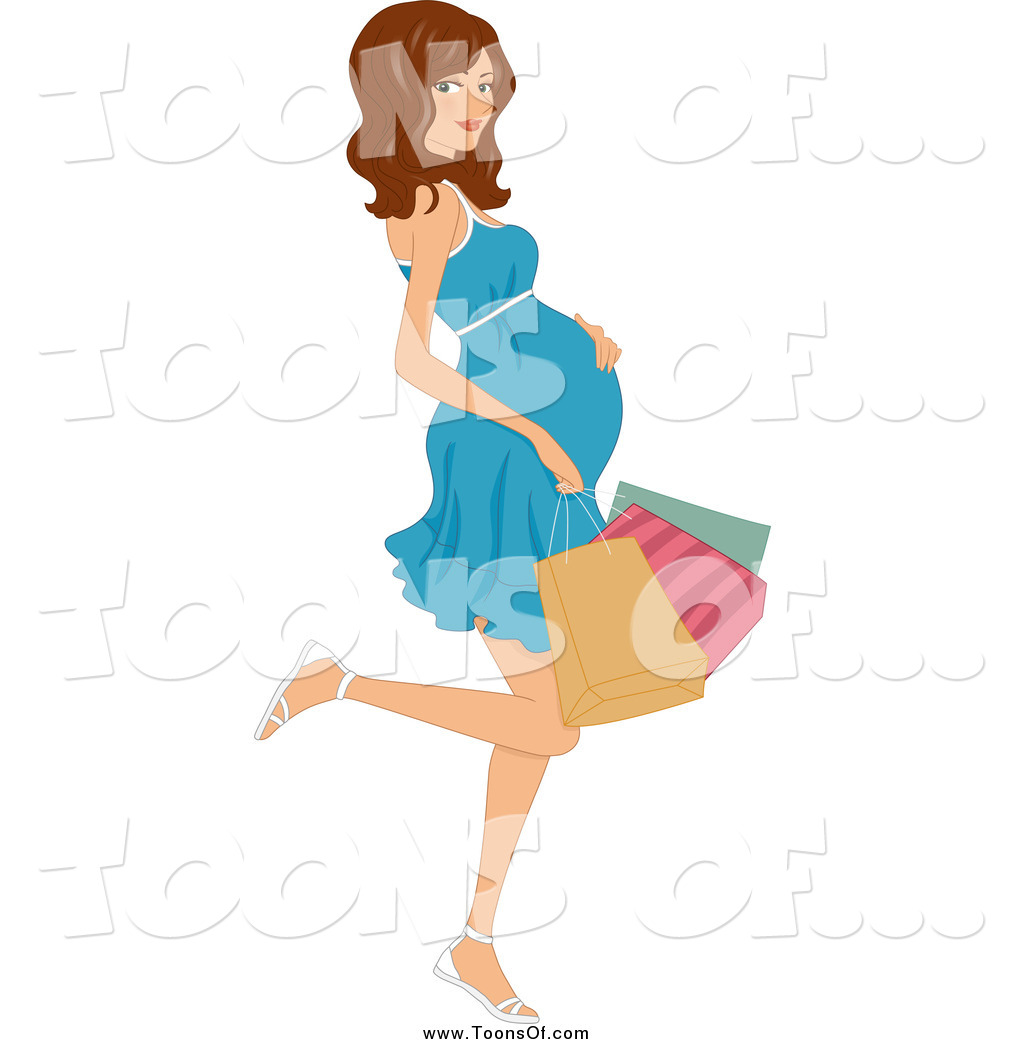1024x1044 Clipart Of A Pregnant Brunette Woman Kicking Back A Leg