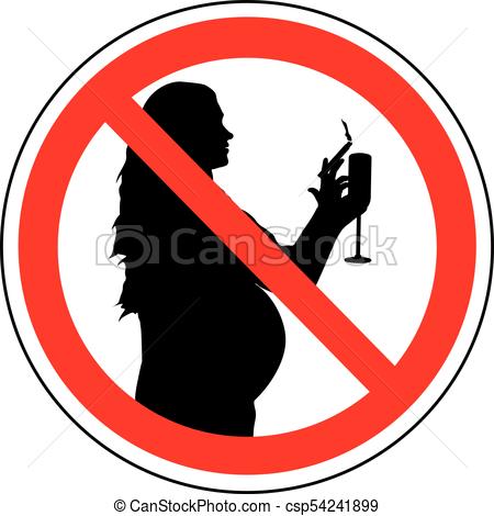 450x470 No Smoking And Drinking Pregnant Woman. Prohibition Sign, Eps