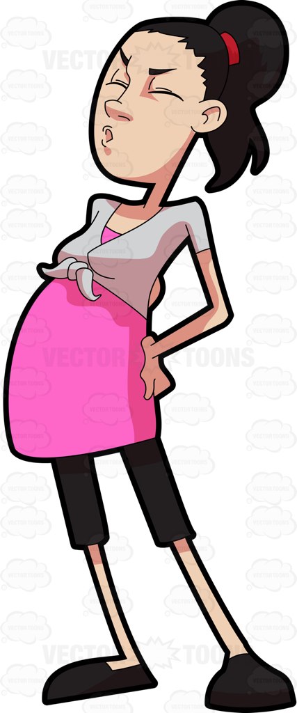 427x1024 A Pregnant Woman Feeling Some Maternity Cramps Cartoon Clipart