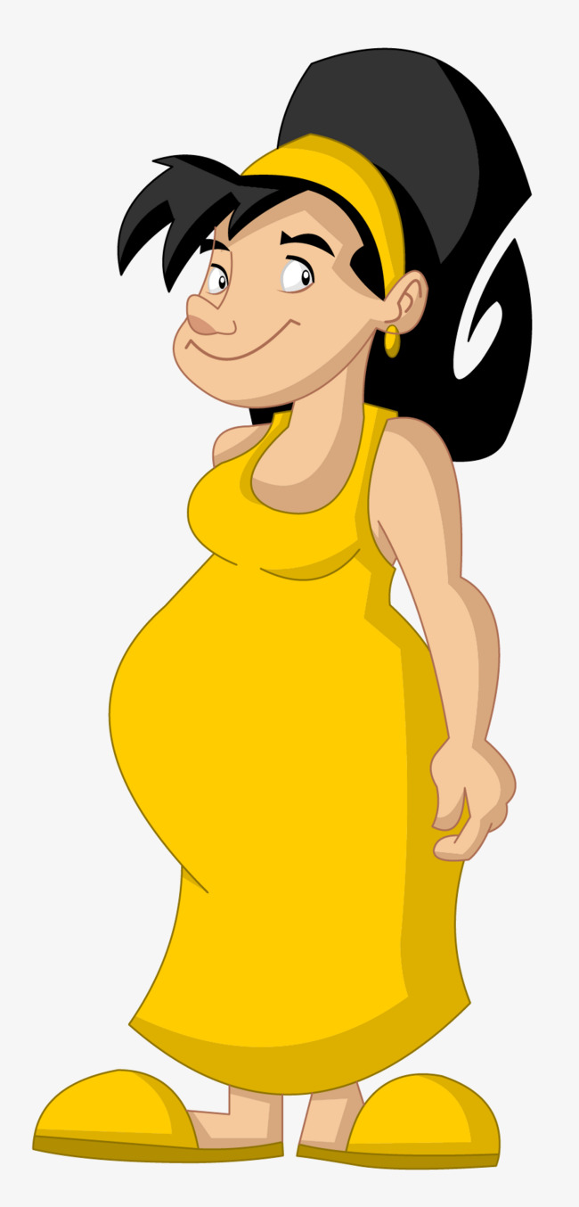 650x1354 Yellow Belly Woman, Yellow, Cartoon, Pregnant Png Image