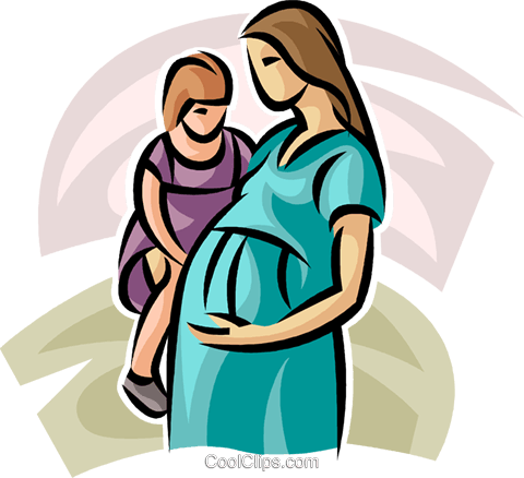 480x438 Pregnant Mother And Young Child Royalty Free Vector Clip Art