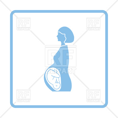 400x400 Blue Frame Design Of Pregnant Woman With Baby Icon Royalty Free