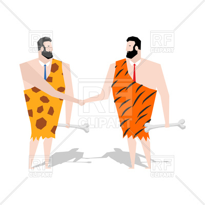 400x400 Prehistoric Businessmen Deal Royalty Free Vector Clip Art Image