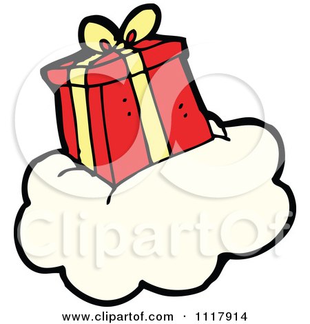 450x470 Clipart Open Christmas Present Gift Box On A Cloud
