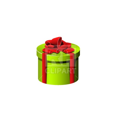 400x400 Round Gift Box With Ribbon Royalty Free Vector Clip Art Image