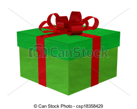 450x357 Smoky Green Gift Box With Red Bow Isolated On White Clip Art
