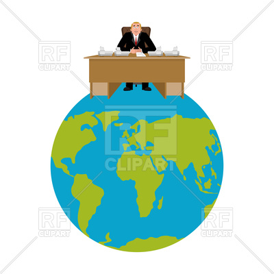 400x400 President Of World. Big Boss On Planet Earth. Royalty Free Vector