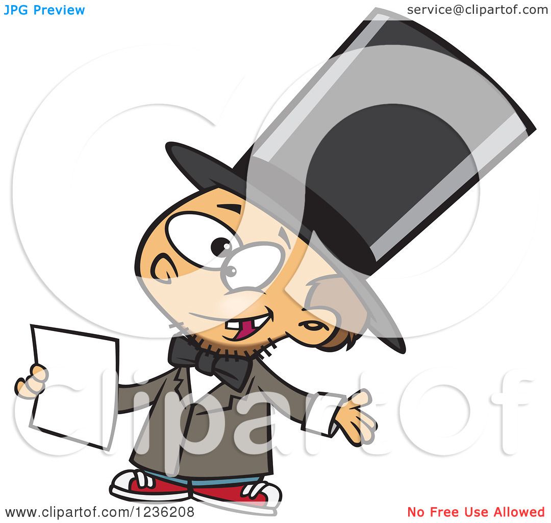1080x1024 Clipart Of A Caucasian Boy Role Playing As Abraham Lincoln