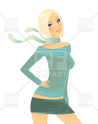 314x400 Pretty Slender Girl In A Blue Blouse And Short Skirt Royalty Free