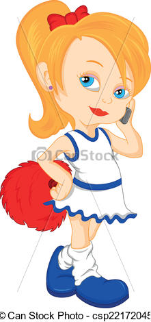 221x470 Pretty Girl Cheerleader Illustration Eps Vector