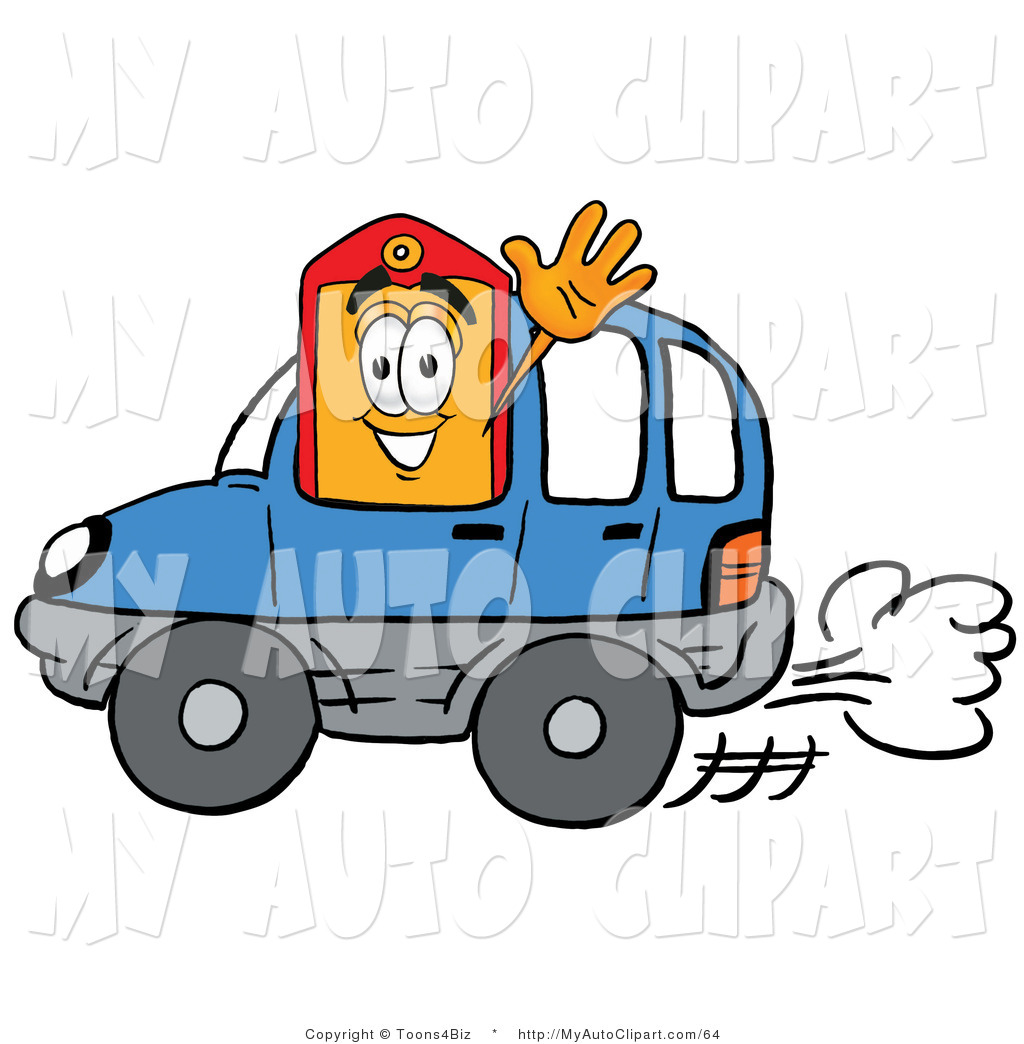 1024x1044 Clip Art Of A Clearance Price Tag Mascot Cartoon Character Driving