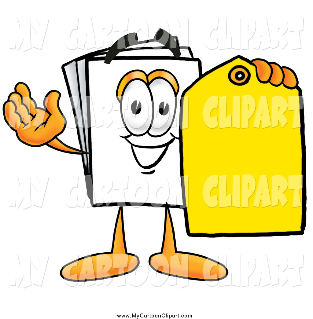 1024x1044 Clip Art Of A Paper Mascot Character Holding A Yellow Price Tag By
