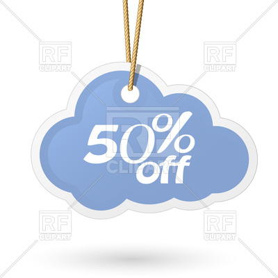 400x400 Cloud Shaped Price Tag Hanging On Rope Royalty Free Vector Clip